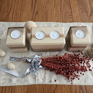 Rustic Brown Tealight Candle Holder Trio
